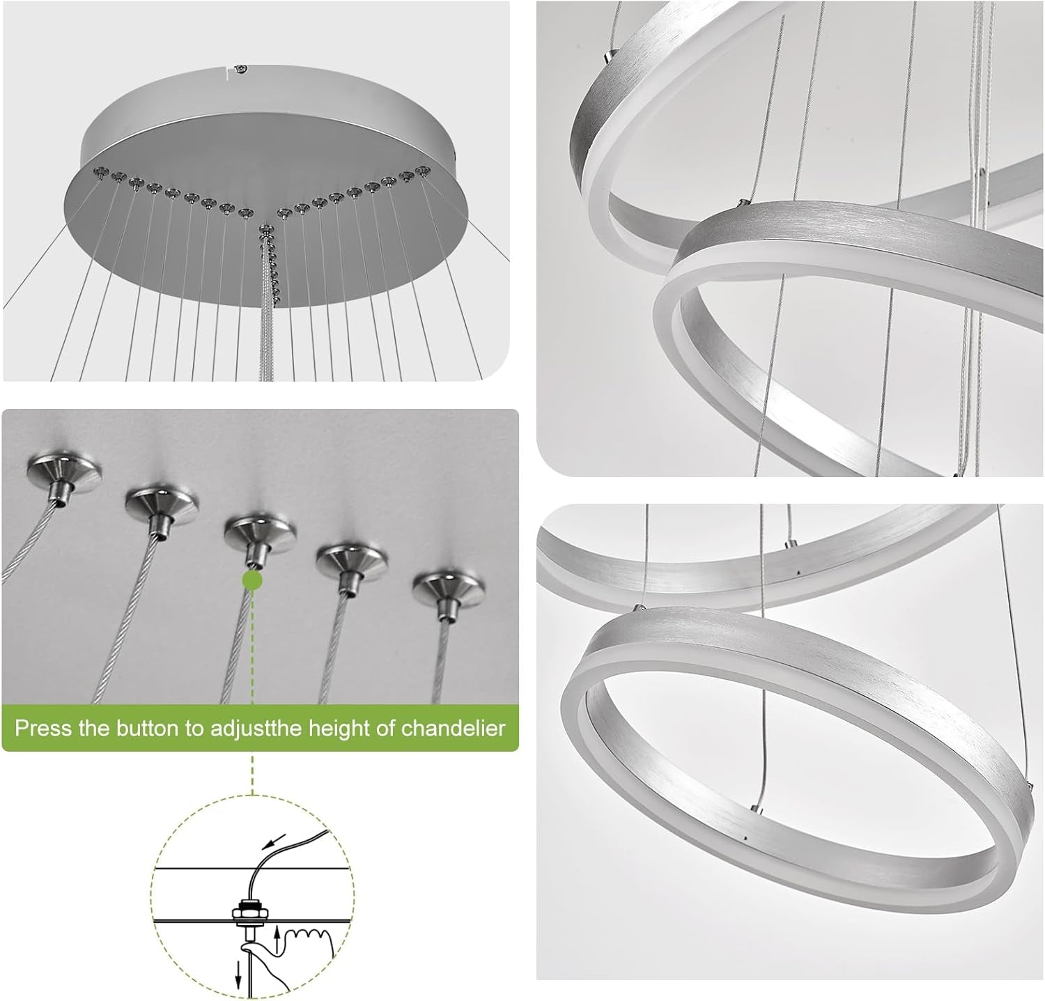 9-Ring Modern LED Dimmable Foyer Chandelier