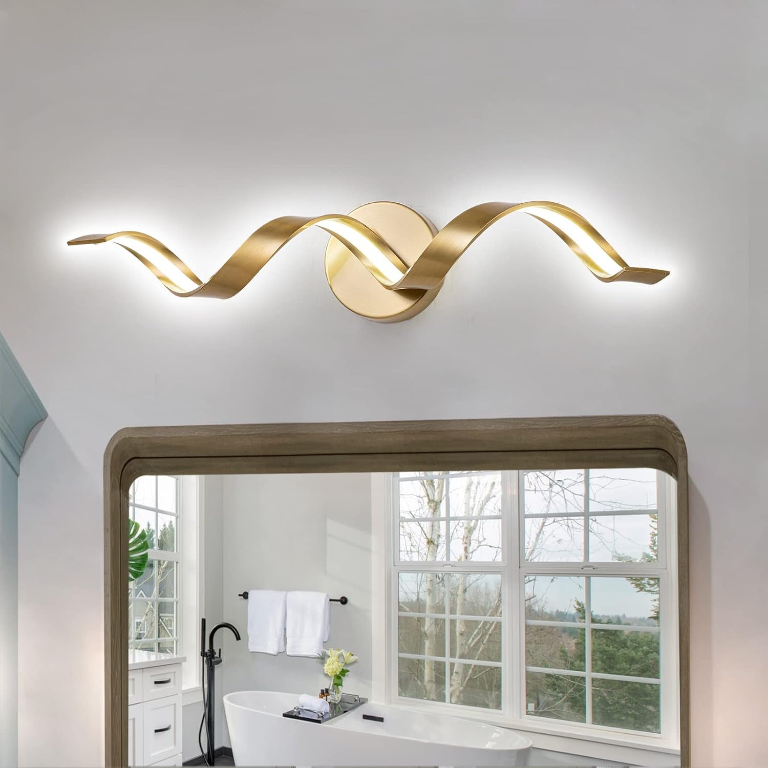 32” Dimmable Modern LED Spiral Bathroom Vanity Light