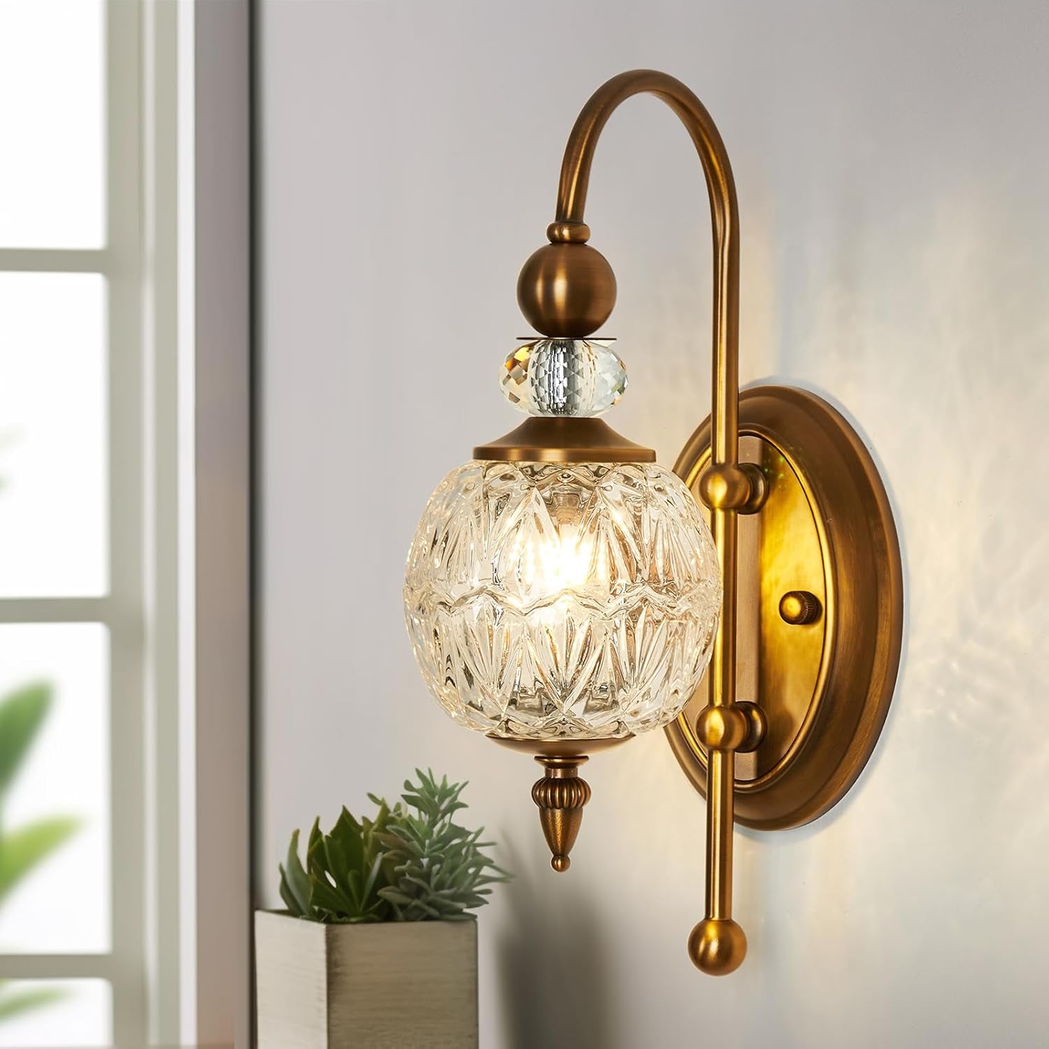 2-Light Gold Vintage Glass Globe Bathroom Vanity Light