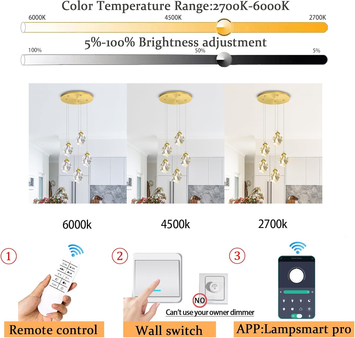 Gold 5-Light Raindrop Pendant Chandelier