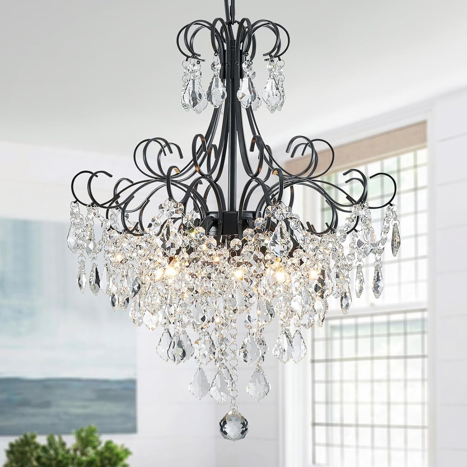 Gold Crystal Flush Mount Chandelier