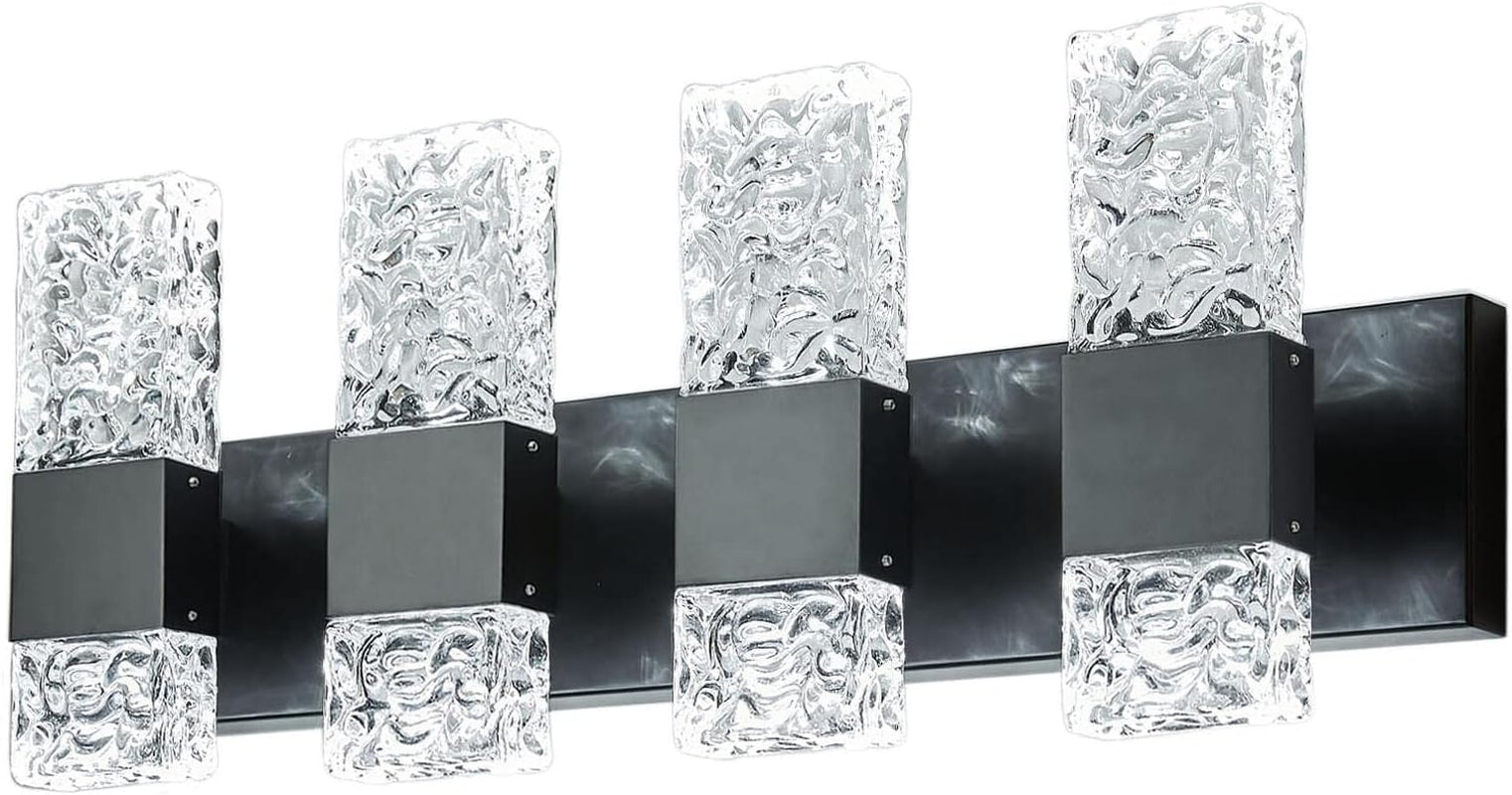 4-Light Brushed Nickel Crystal LED Bathroom Vanity Light