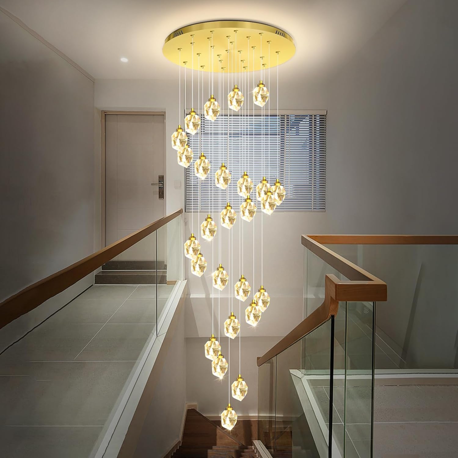 Gold 5-Light Raindrop Pendant Chandelier