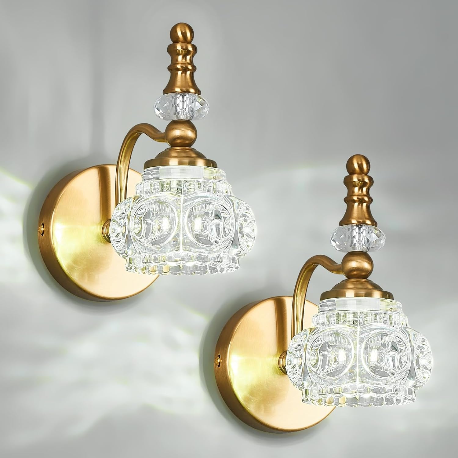 3-Light Black Crystal Bathroom Vanity Light