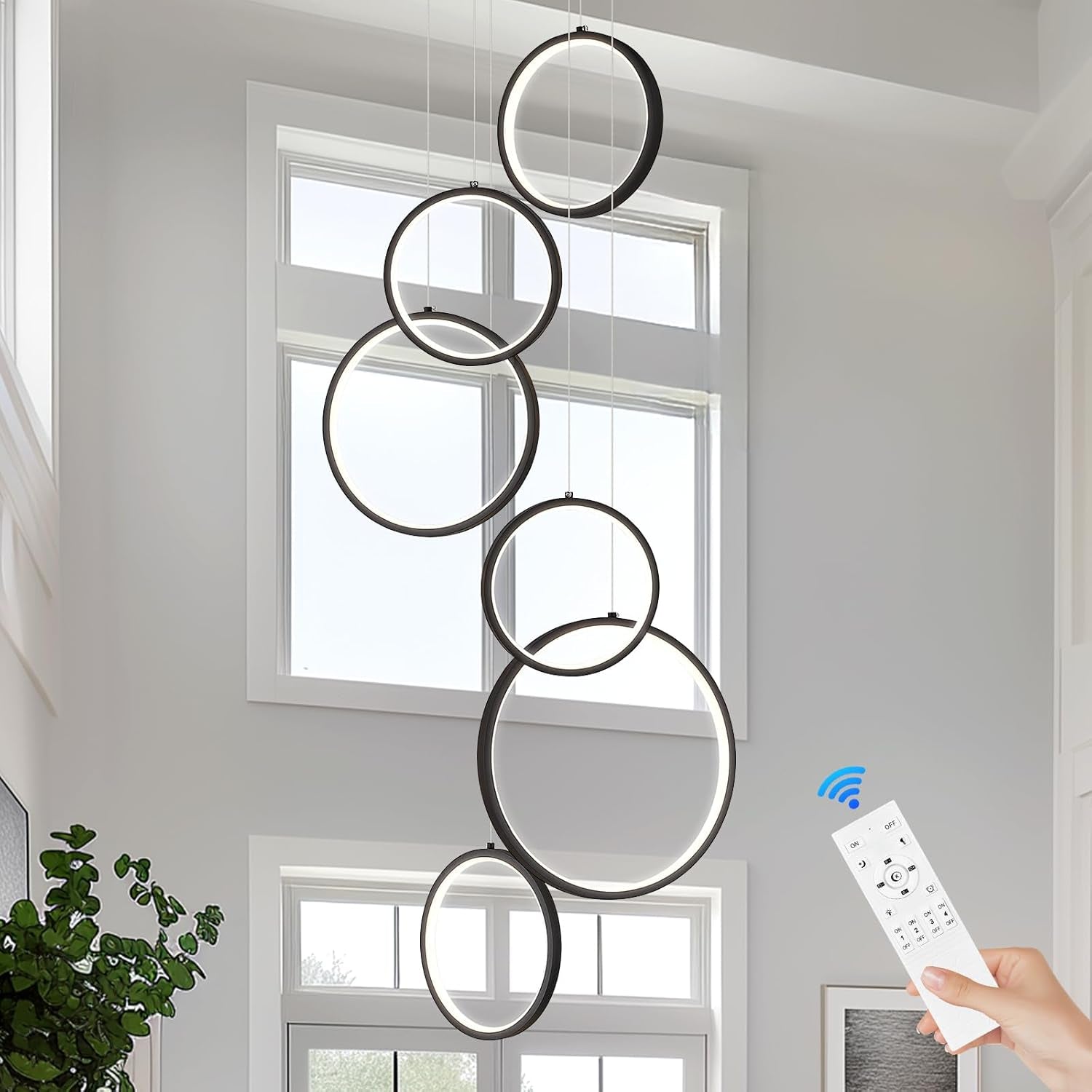20-Ring Modern LED Gold Foyer Chandelier