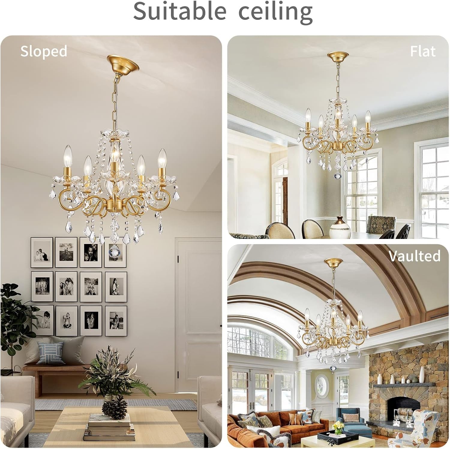 Mini Gold Crystal Chandelier – 5-Light, K9