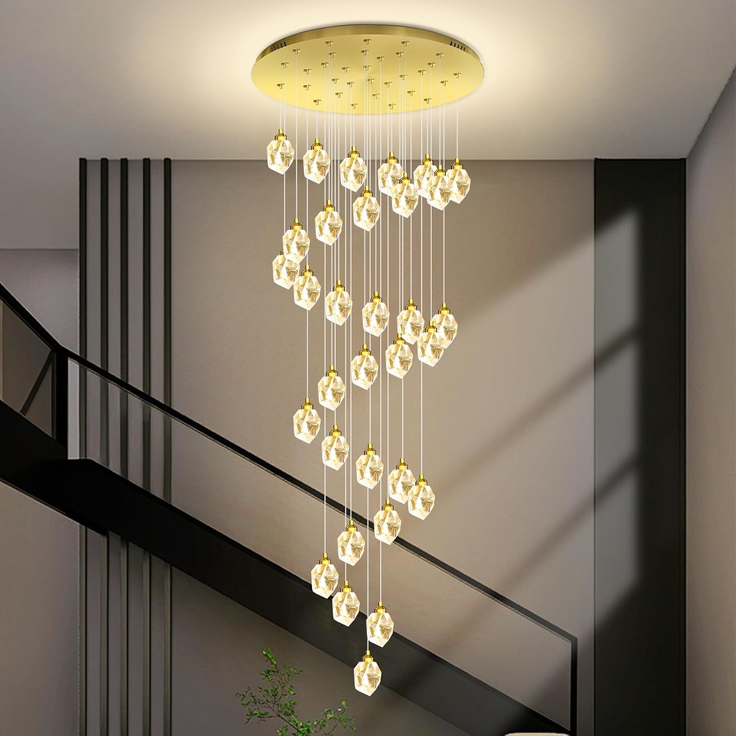 Gold 5-Light Raindrop Pendant Chandelier