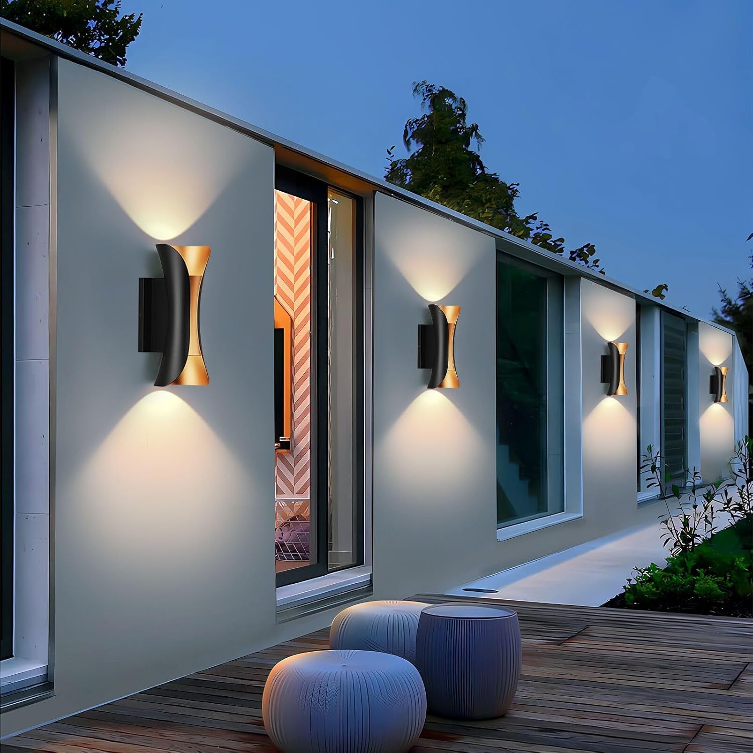 Outdoor Wall Light 20W LED Modern Exterior Light Fixture Black Aluminum Outdoor Sconces Wall Lighting Waterproof for Porch Patio Garage