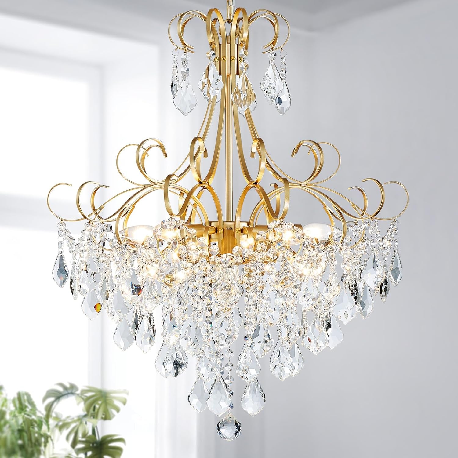 Gold Crystal Flush Mount Chandelier