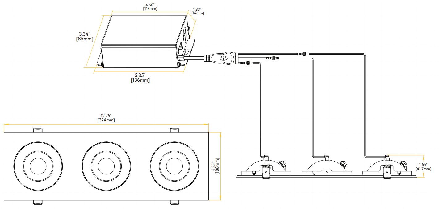 Goodlite Flarion G-01023 3.5" 27W LED 3 Head Rotating Gimbal Selectable CCT