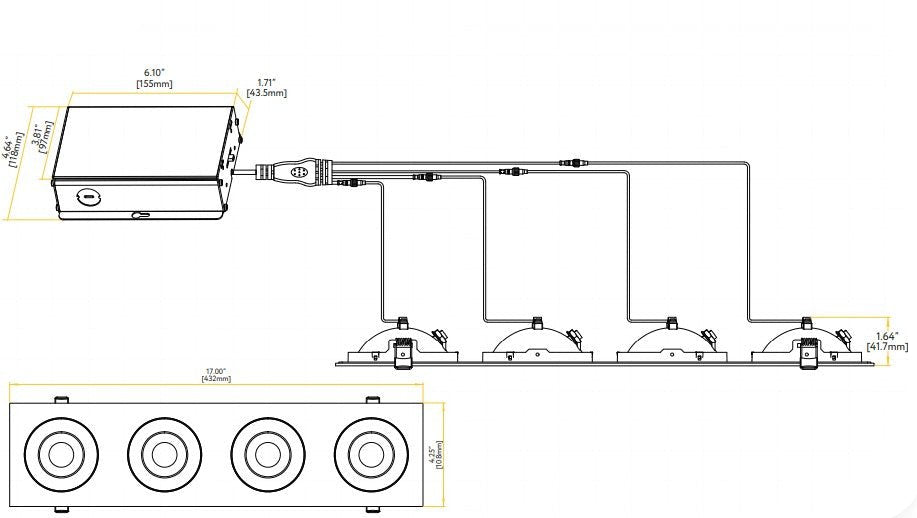 Goodlite Flarion G-01124 3.5" 36W LED 4 Head Rotating Gimbal Selectable CCT