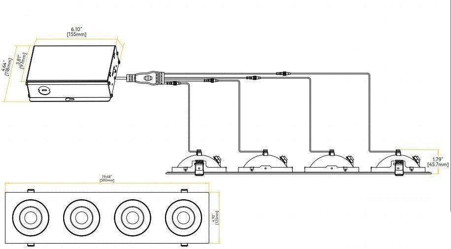 Goodlite Flarion G-01224 4" 48W LED 4 Head Rotating Gimbal Selectable CCT