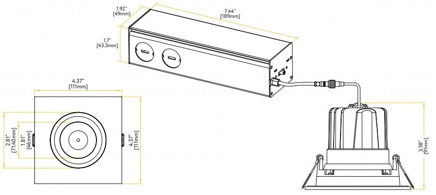 Goodlite Pura G-98726 3.5" 20W LED Square Gimbal Selectable CCT/Wattage
