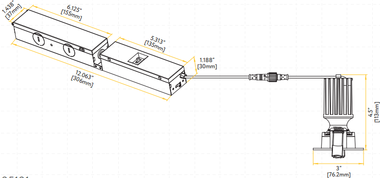 Goodlite Saturn G-25120 2" 14W LED Regressed Square Gimbaled Spotlight Selectable CCT/Wattage