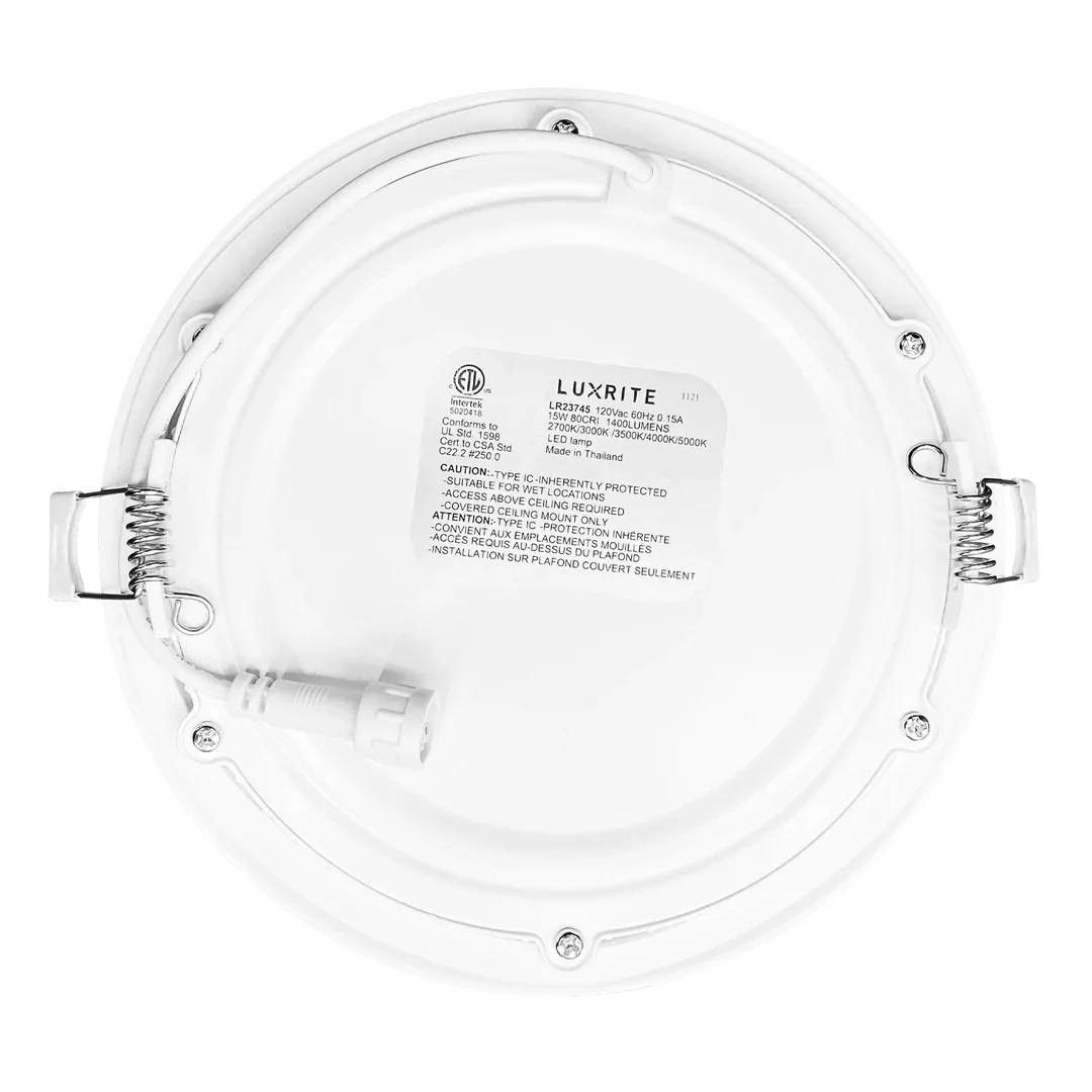 Luxrite LR23745 6" 15W LED Round Recessed Slim Wafer Selectable CCT Hi Output