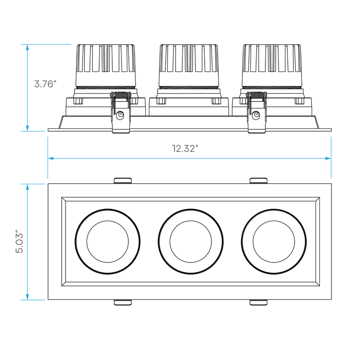 Luxrite Omni LR32195 4" 45W LED Recessed 3 Head Gimbal Selectable CCT