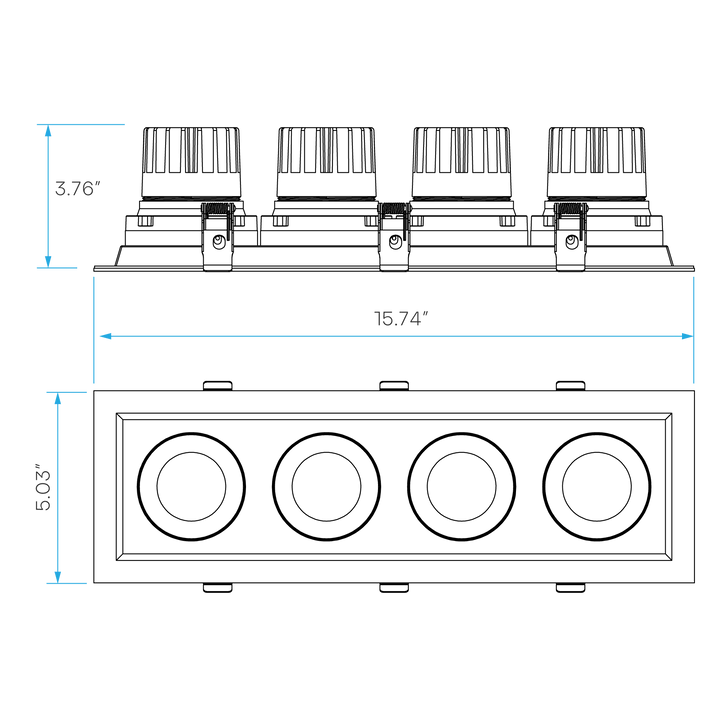 Luxrite Omni LR32196 4" 60W LED Recessed 4 Head Gimbal Selectable CCT