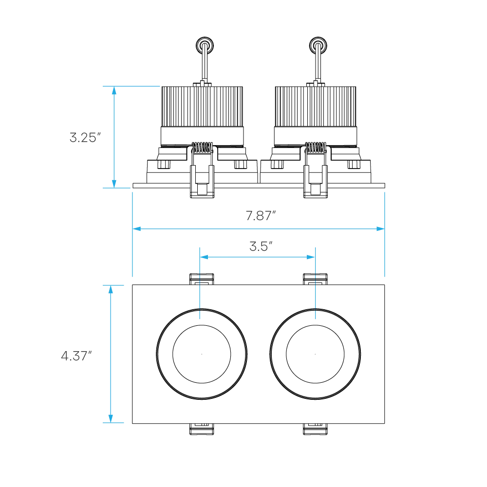 Luxrite Portland 4" 24W LED Square Gimbal Dual Spotlight Selectable CCT