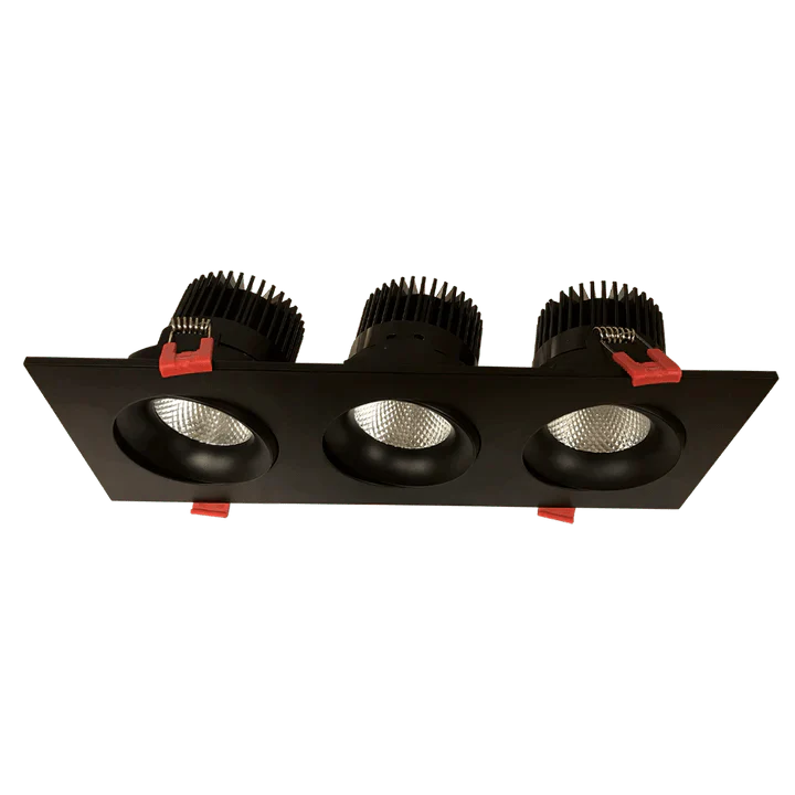 Luxrite Portland 4" 36W LED Square Gimbal Tri-Head Spotlight Selectable CCT