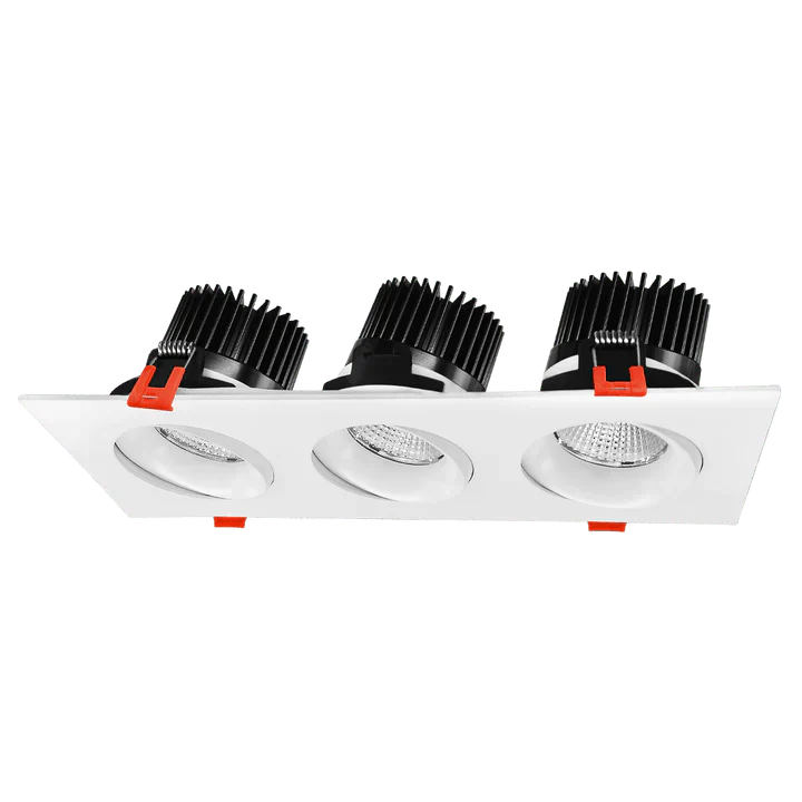 Luxrite Portland 4" 36W LED Square Gimbal Tri-Head Spotlight Selectable CCT