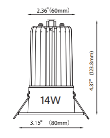 RAYHIL RAD25 14W 2.5" Recessed LED Downlight Selectable CCT High Lumen