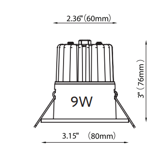 RAYHIL RAD25 9W 2.5" Recessed LED Downlight Selectable CCT