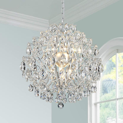 Gold Modern Pendant Chandelier Crystal Raindrop Lighting Ceiling Light Fixture Lamp for Dining Room Bathroom Bedroom Livingroom Entryway 1 E26 Bulbs Required D13 in X H16 In
