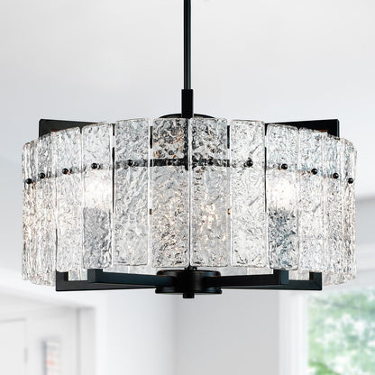 Modern Rectangle Gold Crystal Chandeliers for Dining Room, 42" Large Rectangular Water Ripple Glass Island Light Fixture, Elegant Linear Lighting for Kitchen Island, Living Room, L42 X W11 X H12