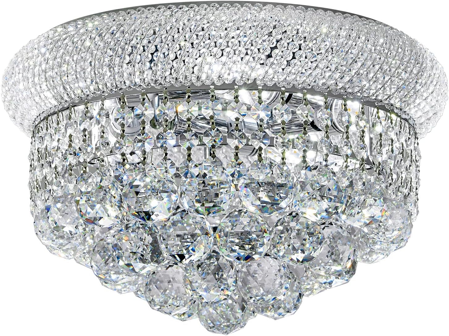12-Light Crystal Flush Mount Chandelier Ceiling Light Fixture for Living Room Dining Room Bedroom Foyer Entryway Hallway Closet Bathroom (Gold D24)