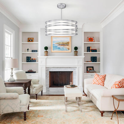 6" Drum Pendant Light – 3-Light Brushed Nickel
