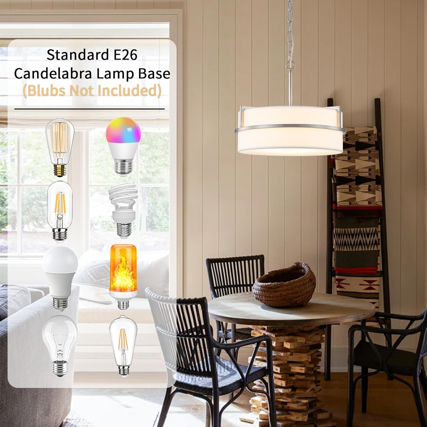 15.7" Modern Drum Chandelier – Brushed Nickel Finish