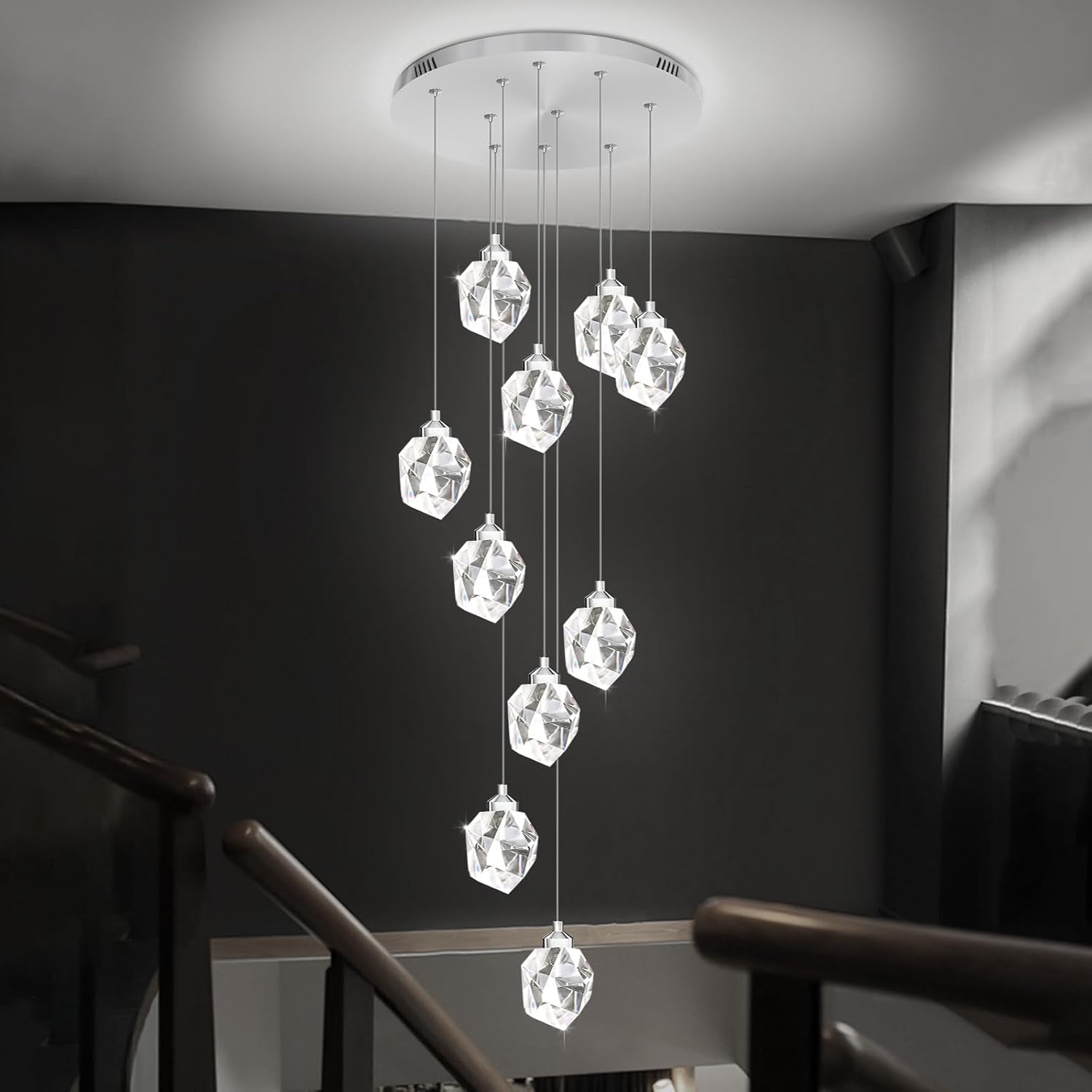 Gold 5-Light Raindrop Pendant Chandelier