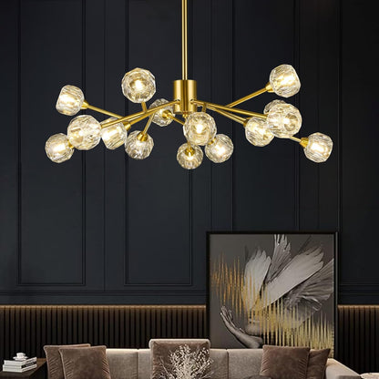 9-Light Gold Sputnik Crystal Chandelier