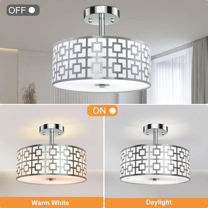 DLLT 3-Light Flush Mount Ceiling Light – Brushed Nickel Finish
