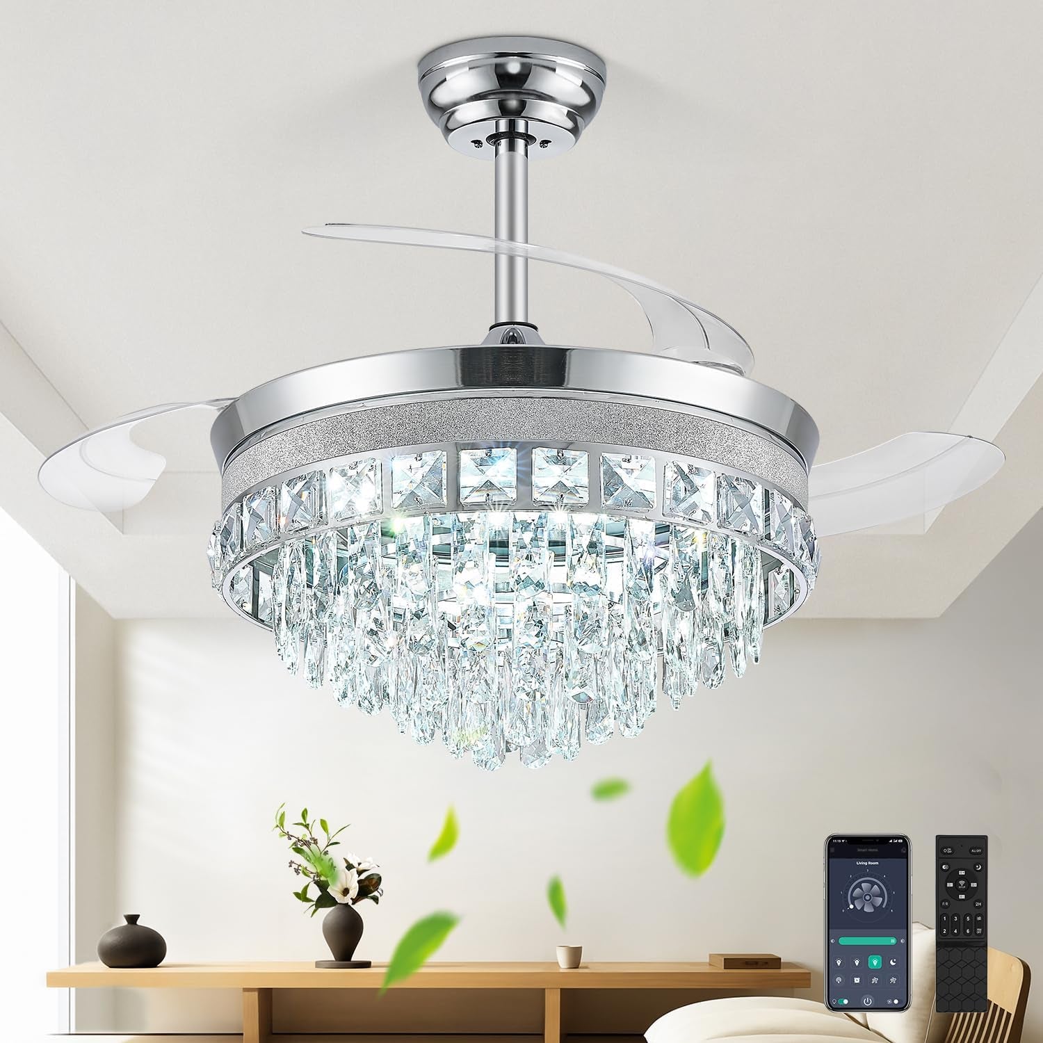 42" Crystal LED Fandelier Ceiling Fan Light