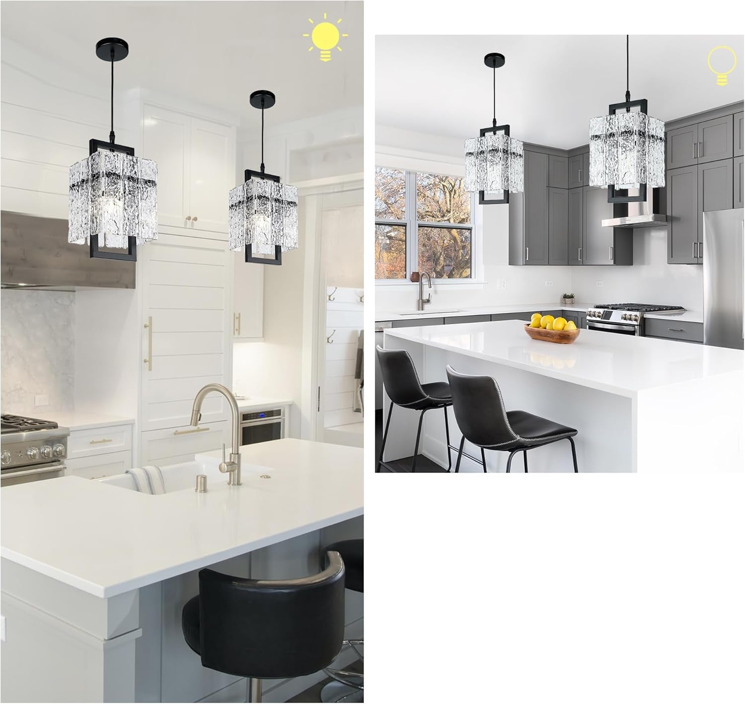 Black Crystal Pendant Light – Ripple Glass Elegance