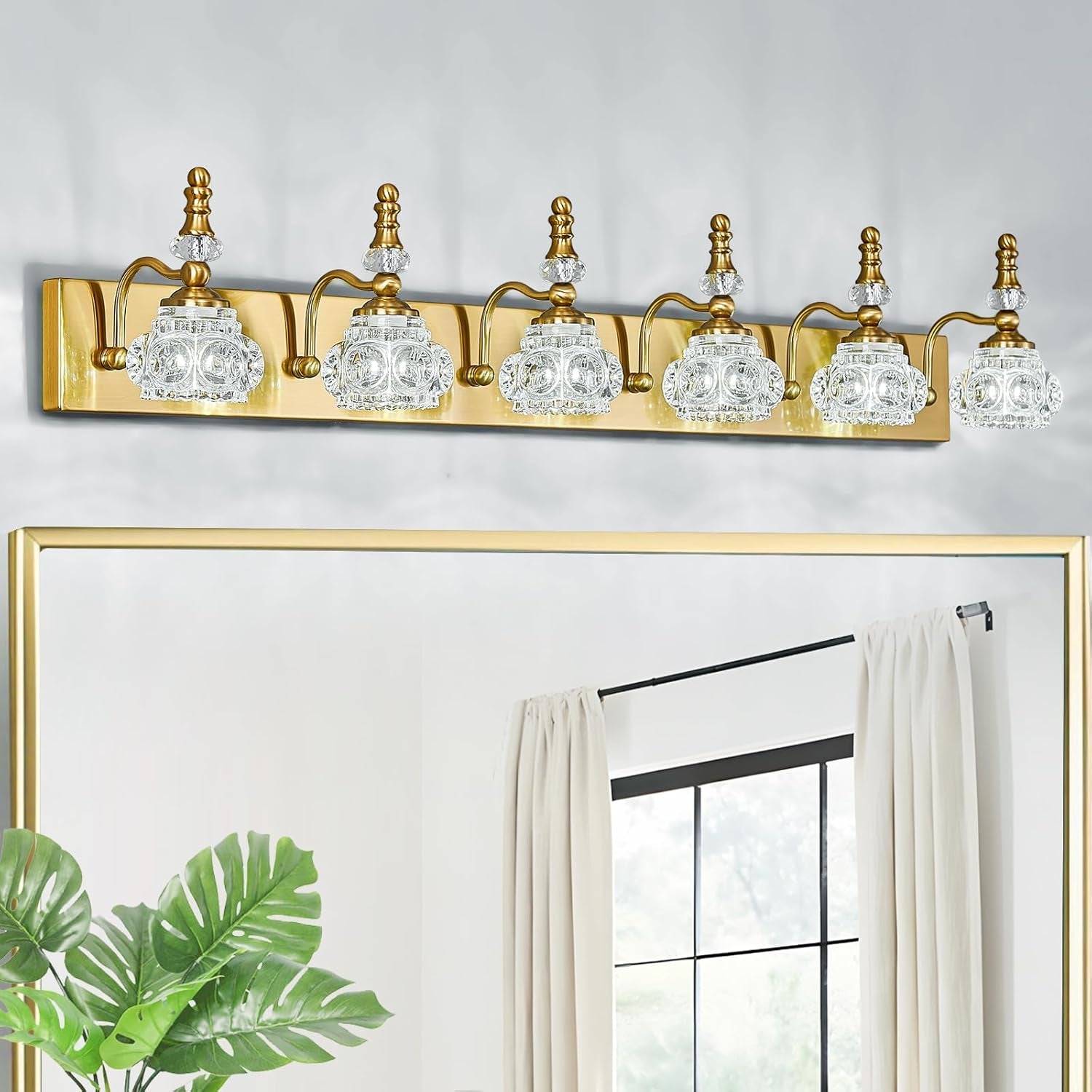 3-Light Black Crystal Bathroom Vanity Light