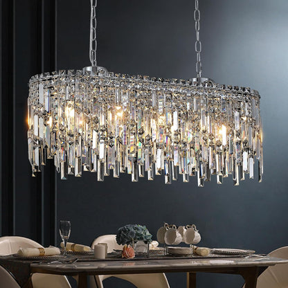 Round Crystal Chandelier 24" 8-Light Chrome