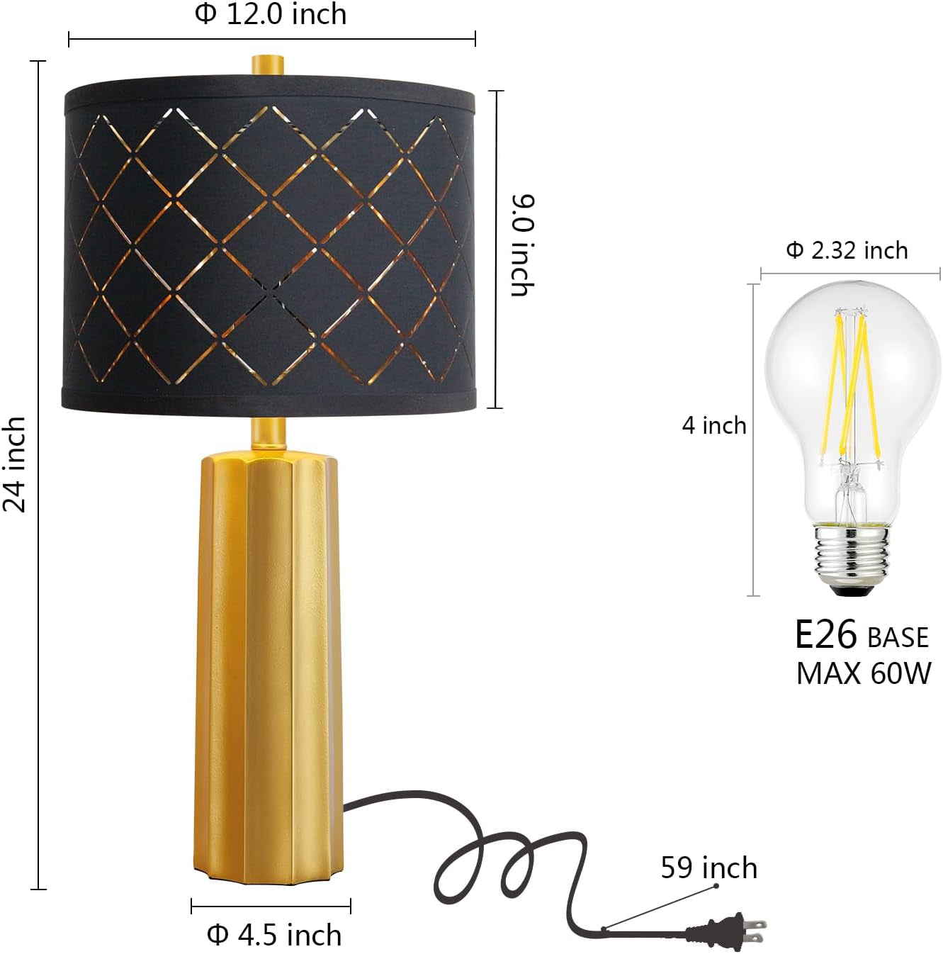 24” Modern Table Lamp Set of 2 – Gold