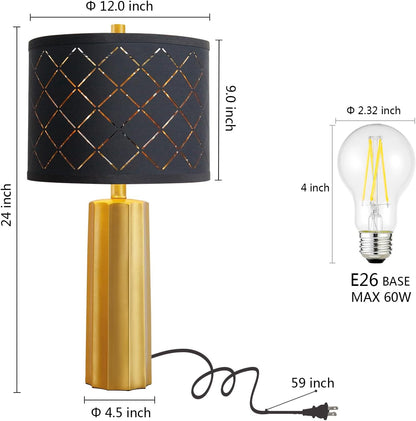 24” Modern Table Lamp Set of 2 – Gold