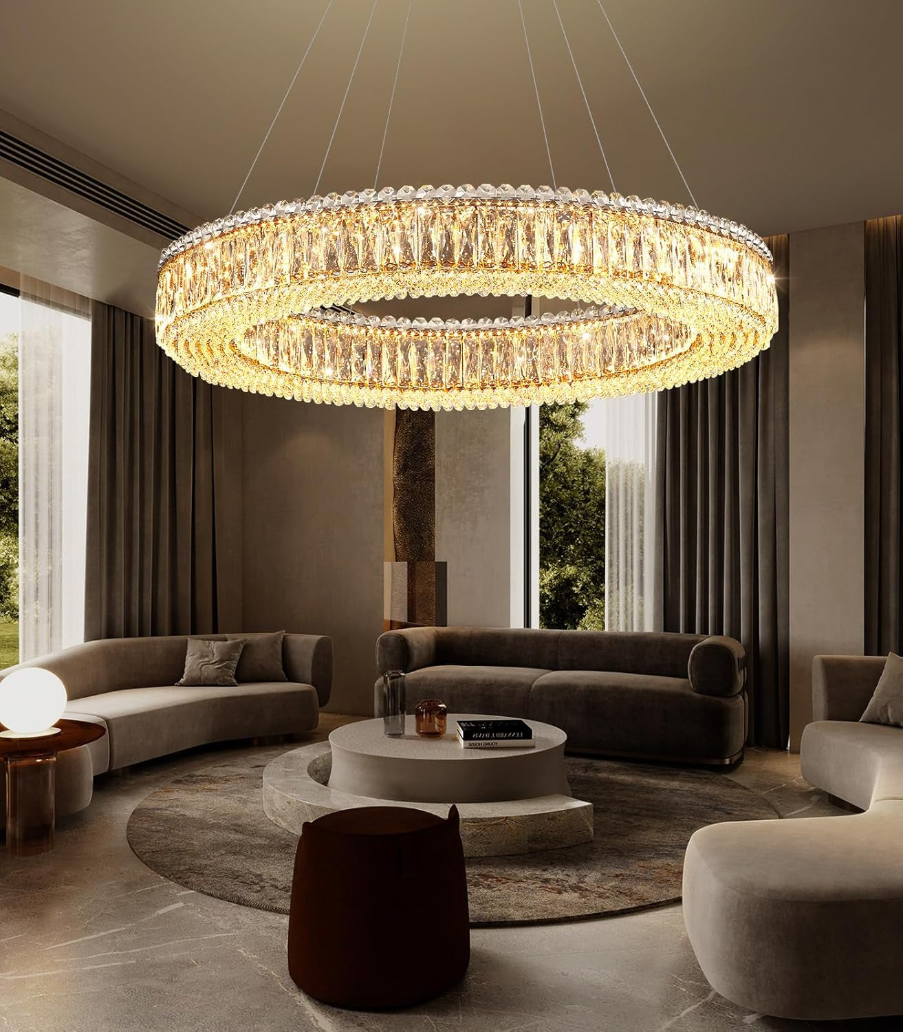 Modern Gold Crystal Ring LED Chandelier