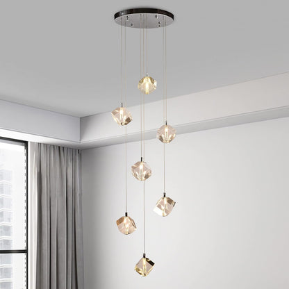 Cube Crystal Raindrop Chandelier 42" Chrome 14L