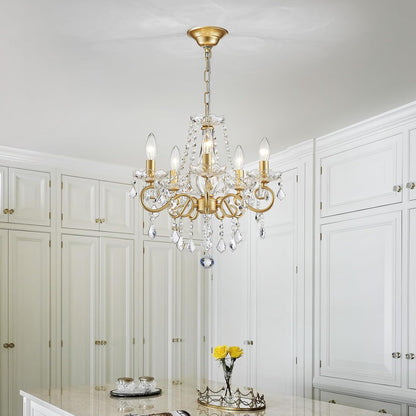 Mini Gold Crystal Chandelier – 5-Light, K9