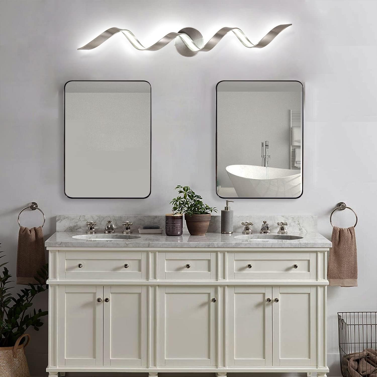 32” Dimmable Modern LED Spiral Bathroom Vanity Light