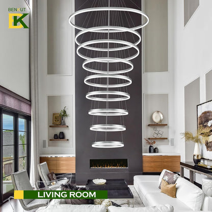 9-Ring Modern LED Dimmable Foyer Chandelier
