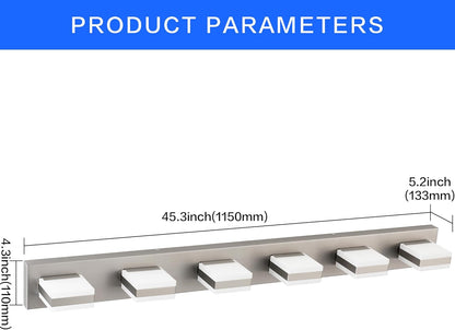 6-Light Brushed Nickel LED Bathroom Vanity Light