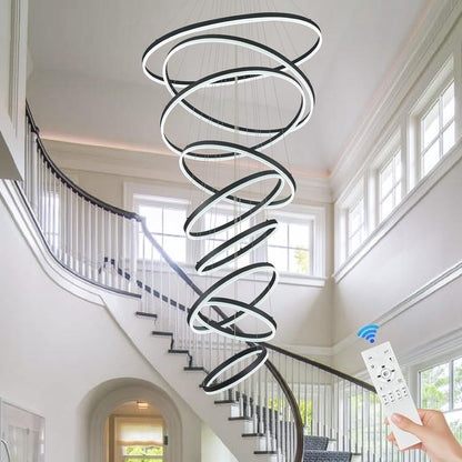 9-Ring Modern LED Dimmable Foyer Chandelier