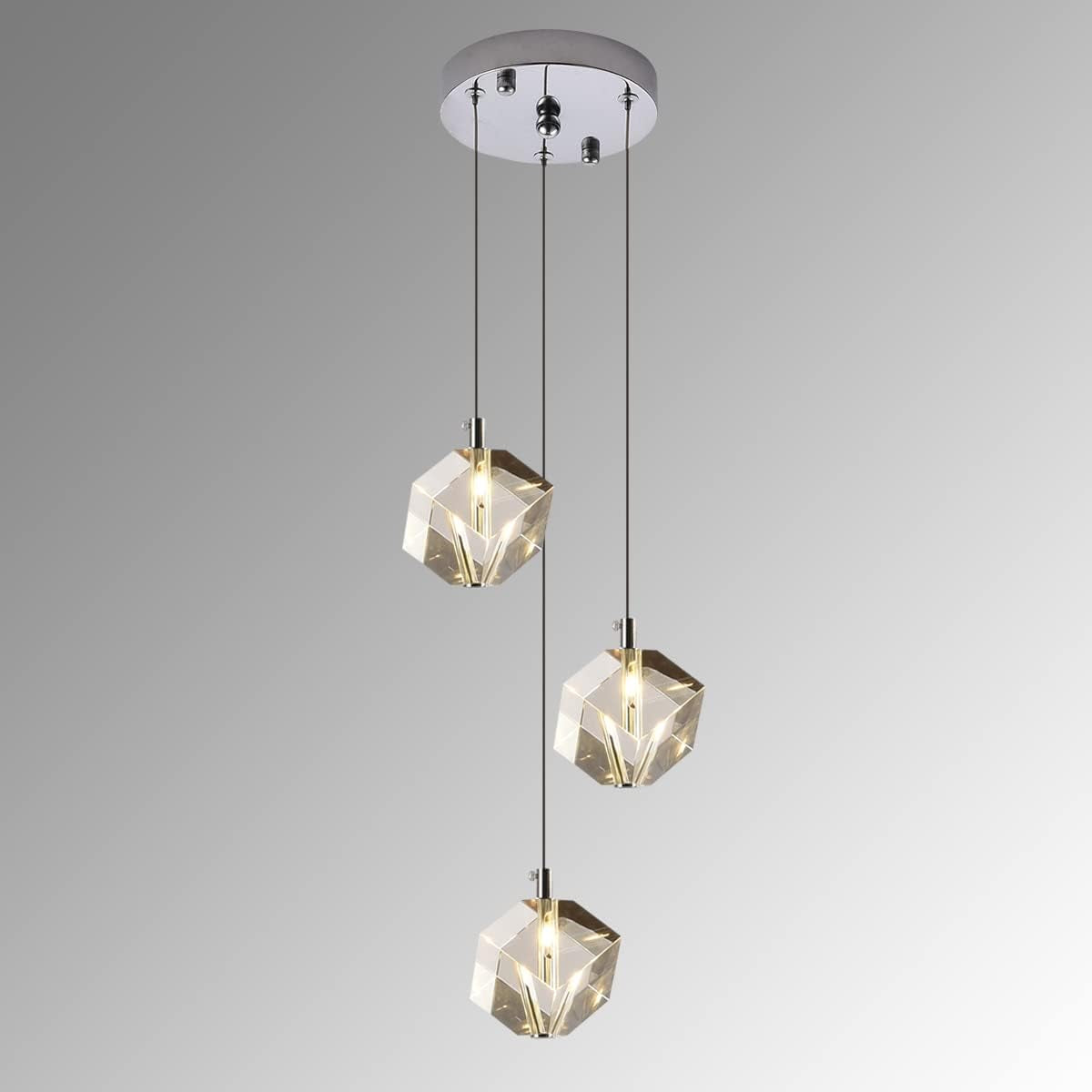 Cube Crystal Raindrop Chandelier 42" Chrome 14L
