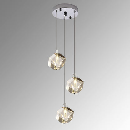Cube Crystal Raindrop Chandelier 42" Chrome 14L