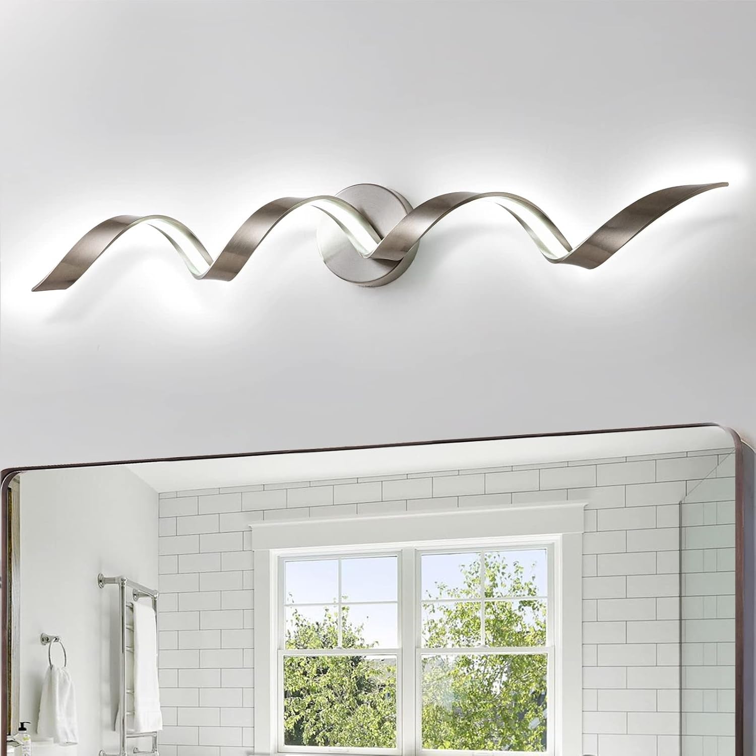 32” Dimmable Modern LED Spiral Bathroom Vanity Light